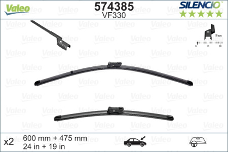 Комплект бескаркасных стеклоочистителей Valeo Silencio Flat VF330